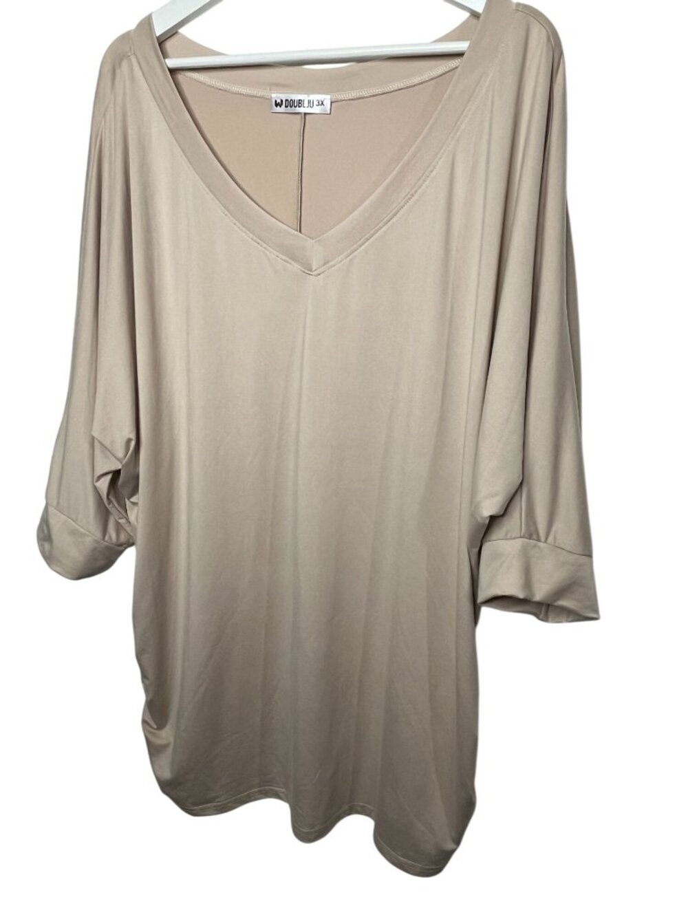 Doublju Womens Plus Size 3X Oversized Dolman Tunic Blouse Brown